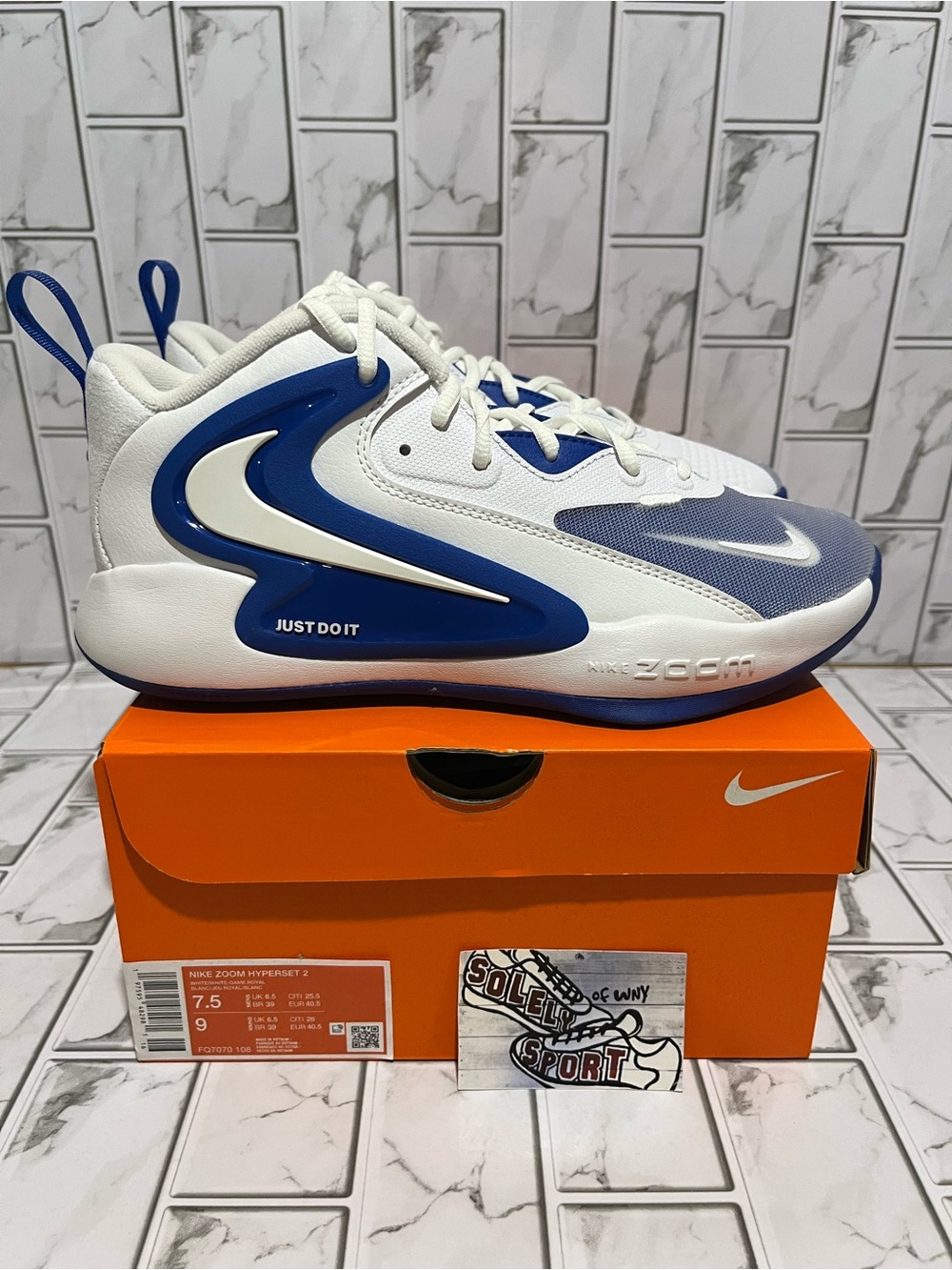New Nike Zoom Hyperset 2 Volleyball Shoes White Royal Blue Gym Training Womens 9 - Picture 12 of 12